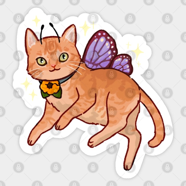 Orange tabby cat with fairy wings Sticker by ballooonfish